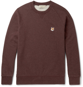 MAISON KITSUNÉ Appliquéd Mélange Fleece-Back Cotton-Jersey Sweatshirt