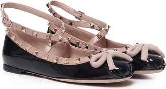 Valentino Garavani Rockstud patent leather ballet flats - ShopStyle