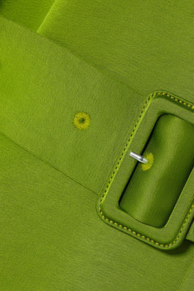 Dries Van Noten Dicina Belted Satin Midi Dress - Lime green