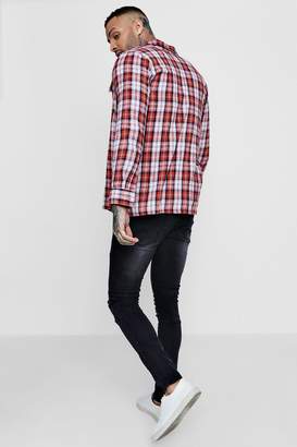 boohoo Super Skinny Biker Jeans With Ripped Knees