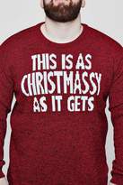 Thumbnail for your product : boohoo Big And Tall Christmas Red Marl Slogan Jumper