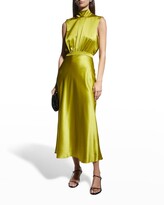 Thumbnail for your product : Saloni Fleur Silk Tie-Back Midi Dress
