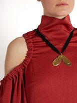 Thumbnail for your product : Ellery Deity Cut-out Shoulder Matte-satin Dress - Dark Red
