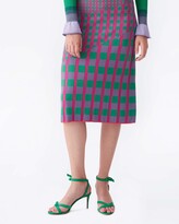 Thumbnail for your product : Diane von Furstenberg Rosa Ribbed Knit Fitted Skirt in Pink Green Gingham