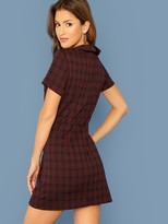 Thumbnail for your product : Shein Peter-pan-collar Tartan Print Dress