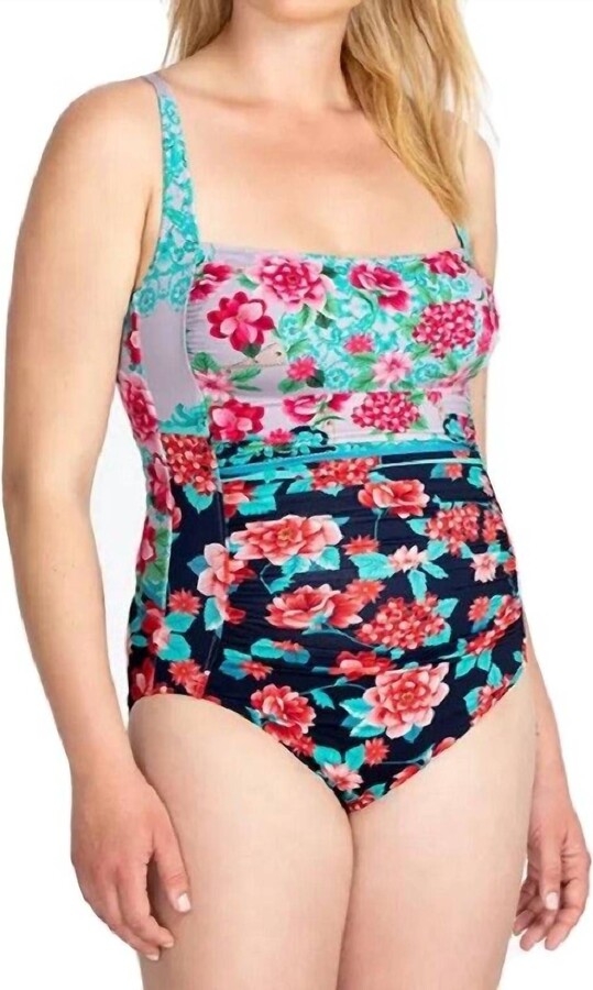 Johnny Was Japer Ruched One Piece Swimsuit In Multi