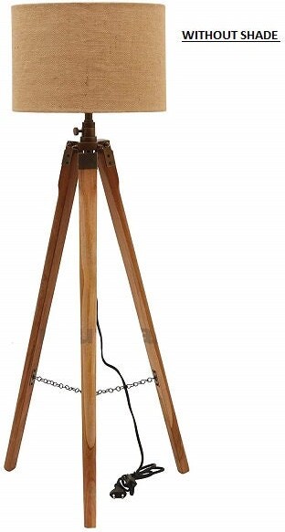 Marine Nautical Teak Wood Vintage Floor Lamp Wooden Tripod Stand Use With Shade
