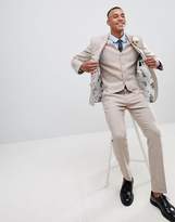 Thumbnail for your product : ASOS Design DESIGN wedding skinny suit jacket in dusky pink herringbone