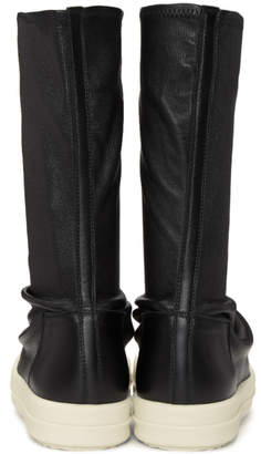 Rick Owens Black and White Leather Sock Boots