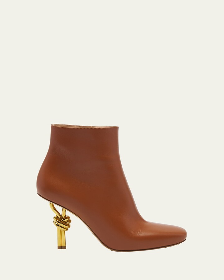 Bottega Veneta Leather Knot-Heel Ankle Booties