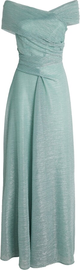 Talbot Runhof Metallic Tulle Off-The-Shoulder Gown