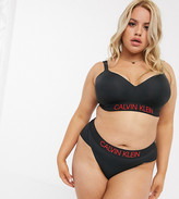 Thumbnail for your product : Calvin Klein logo brazilian bikini bottom in black