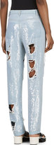 Thumbnail for your product : Ashish Blue Distressed Sequinned Jeans