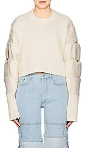Y/Project WOMEN'S CONVERTIBLE WOOL & CANVAS CROP SWEATER-NEUTRAL SIZE M