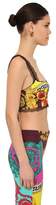 Thumbnail for your product : Versace PRINTED TWILL & LACE BRA TOP
