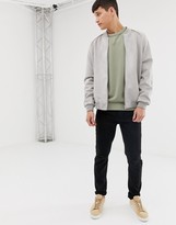Thumbnail for your product : ASOS DESIGN faux suede bomber jacket in grey