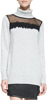 Thumbnail for your product : Richard Chai Andrew Marc x Sheer-Top Knit Turtleneck Sweater