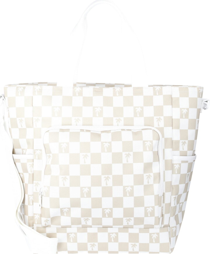 No Boundaries Beach Cooler Tote Bag, Natural Palm Check, Women’s