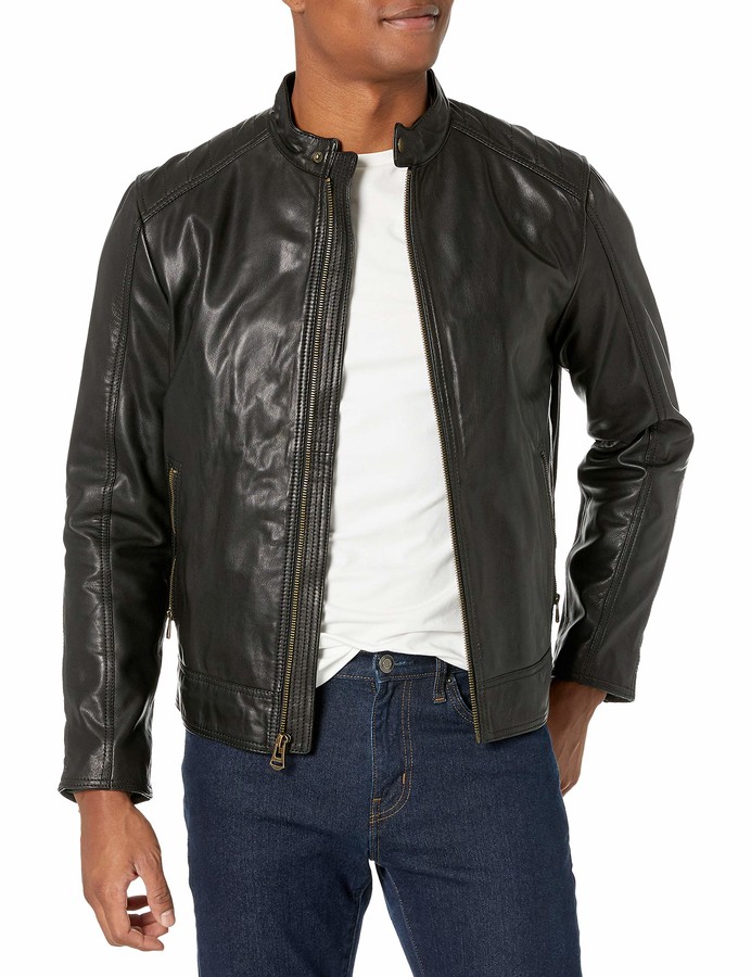 Men's Leather jacket Distress Old Black Rust Beige Biker Style Real Napa 1501