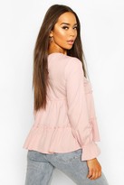 Thumbnail for your product : boohoo Woven Ruffle Long Sleeve Smock Top
