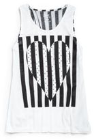 Thumbnail for your product : Flowers by Zoe Girl's Striped Stud Heart Tank Top