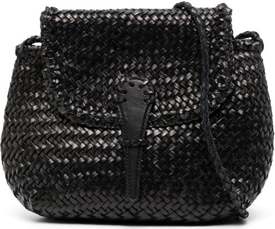 Dragon Diffusion Nantucket Large Woven Leather Tote In Silver
