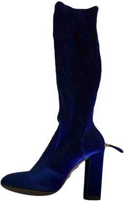 aquazzura blue velvet boots