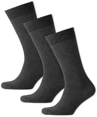 Charles Tyrwhitt Grey Cotton Rich 3 Pack Socks Size Medium