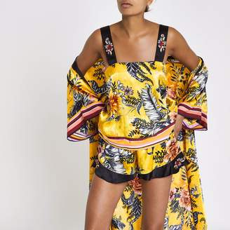 River Island Womens Yellow floral cami pyjama top