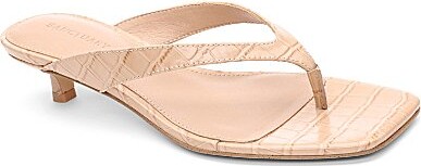 Ease Croco Leather Thong Kitten Heel Sandals