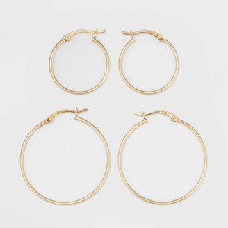 A New Day Gold Over Sterling Silver Hoop Fine Jewelry Earring Set 2pc Gold