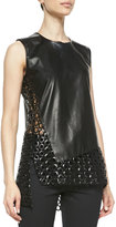 Thumbnail for your product : Reed Krakoff Sleeveless Circle-Cutout Leather Top