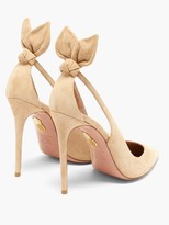 Thumbnail for your product : Aquazzura Bow Tie 105 Cutout Suede Pumps - Nude