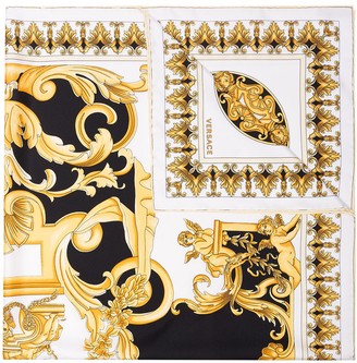 Versace Multi Baroque Print Silk Foulard Scarf