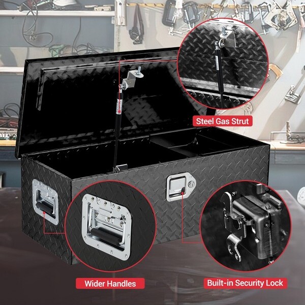 WARMTOBABY AluminumToolBoxSlidingShelfStorageNon-SlipSurfaceOxidationResistanceSturdyLockStainlessSteelHandles