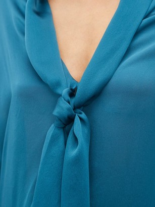Alexandre Vauthier Knotted Silk Blouse - Blue