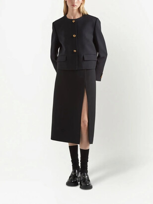 Prada Single-Breasted Tricotine Jacket - ShopStyle Blazers