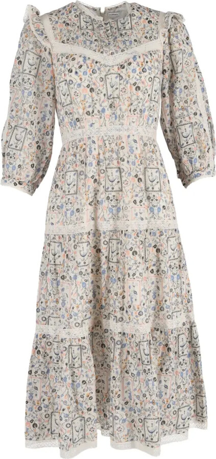 Vilshenko Gardenia-Printed Midi Dress