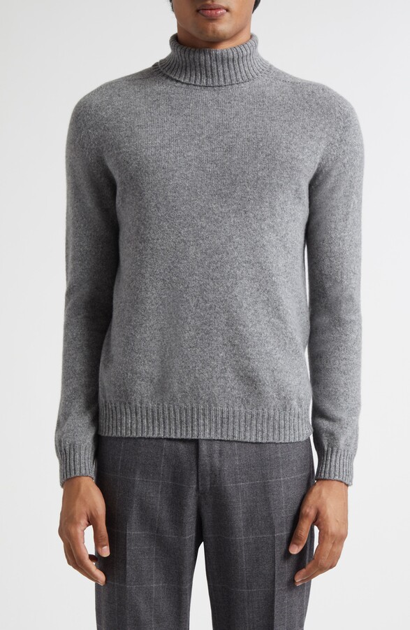 Boglioli Heathered Grey Wool & Cashmere Turtleneck