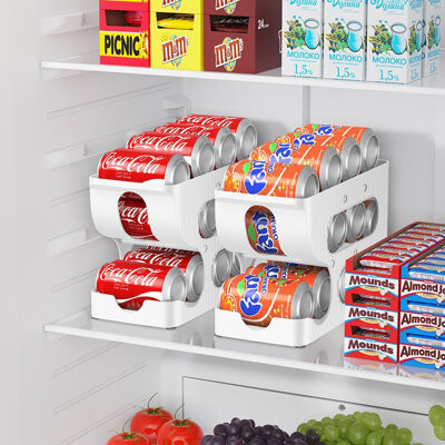 Prep & Savour Automatic Rolling Soda Can Organizer 2-Pack – Holds 24 Standard Cans for Pantry & Fridge Space-Saving Drink Holder