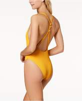 Thumbnail for your product : Dolce Vita Ribbed Strappy-Back High-Cut Cheeky One-Piece High-Leg Swimsuit