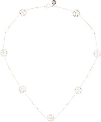 Tory Burch Crystal Pearl Logo Necklace - ShopStyle