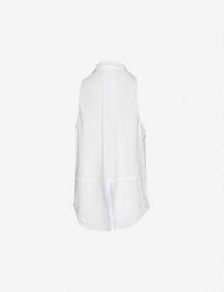 white denim sleeveless shirt