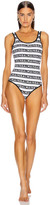 Thumbnail for your product : Balmain Iconic Stripes Swimsuit in White & Black | FWRD