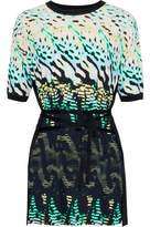 Thumbnail for your product : Roberto Cavalli Tie-front Knit-paneled Printed Jersey Top