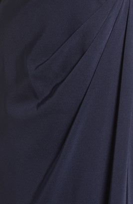 La Femme Long Sleeve Beaded Column Gown