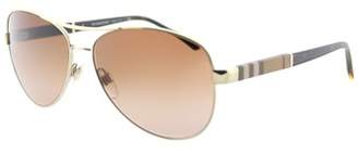 Burberry Be 3080 114513 Light Gold Aviator Sunglasses