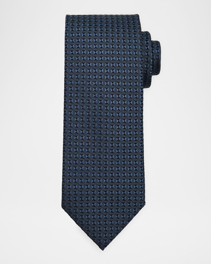 Brioni Men's Woven Micro-Geometric Silk Tie