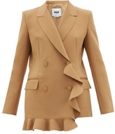 Thumbnail for your product : MSGM Double-breasted Ruffled Crepe Blazer - Camel
