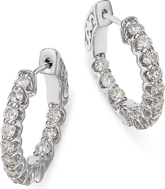 Bloomingdale's Fine Collection Diamond Inside Out Hoop Earring in 14K White Gold 1.20 tcw